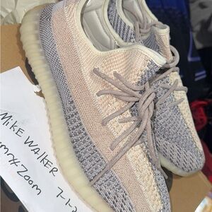 Adidas Cream and Gray Knit Sneakers with Curved Sole